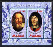 Malawi 2011 Scientists - Galilei & Copernicus perf sheetlet containing 2 values unmounted mint