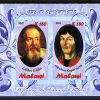 Malawi 2011 Scientists - Galilei & Copernicus imperf sheetlet containing 2 values unmounted mint