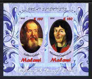 Malawi 2011 Scientists - Galilei & Copernicus imperf sheetlet containing 2 values unmounted mint