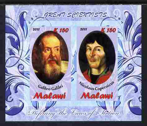 Malawi 2011 Scientists - Galilei & Copernicus imperf sheetlet containing 2 values unmounted mint