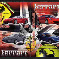 Chad 2012 Ferrari #1 perf sheetlet containing 4 values cto used