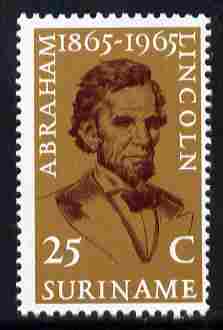 Surinam 1965 Death Centenary of Abraham Lincoln 25c unmounted mint, SG 548
