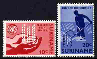 Surinam 1963 Freedom From Hunger set of 2 unmounted mint, SG 518-19