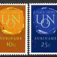 Surinam 1970 25th Anniversary of United Nations set of 2 unmounted mint, SG 674-75