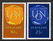 Surinam 1970 25th Anniversary of United Nations set of 2 unmounted mint, SG 674-75