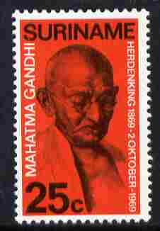 Surinam 1969 Birth Centenary of Mahatma Gandhi 25c unmounted mint, SG 703