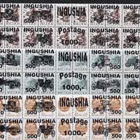 Ingushetia Republic - Vintage Cars opt set of 27 values (3 se-tenant units) each unit opt'd on,block of 20 Russian defs (total 60 stamps) unmounted mint