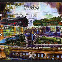 Malawi 2012 Steam Locomotives #01 perf sheetlet containing 4 values cto used