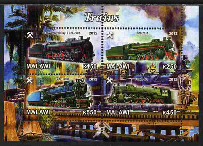 Malawi 2012 Steam Locomotives #01 perf sheetlet containing 4 values unmounted mint