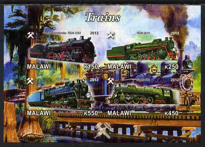 Malawi 2012 Steam Locomotives #01 imperf sheetlet containing 4 values unmounted mint