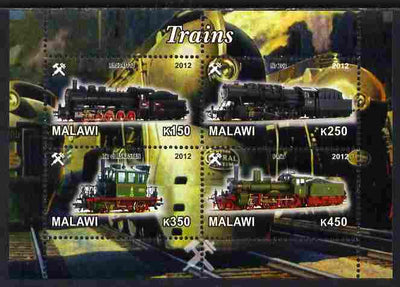Malawi 2012 Steam Locomotives #02 perf sheetlet containing 4 values unmounted mint