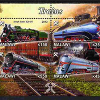 Malawi 2012 Steam Locomotives #03 perf sheetlet containing 4 values unmounted mint