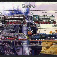 Malawi 2012 Steam Locomotives #04 perf sheetlet containing 4 values cto used