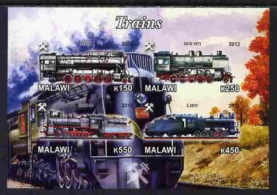 Malawi 2012 Steam Locomotives #04 imperf sheetlet containing 4 values unmounted mint