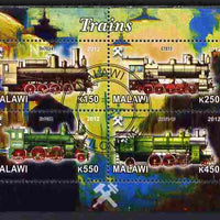 Malawi 2012 Steam Locomotives #05 perf sheetlet containing 4 values cto used