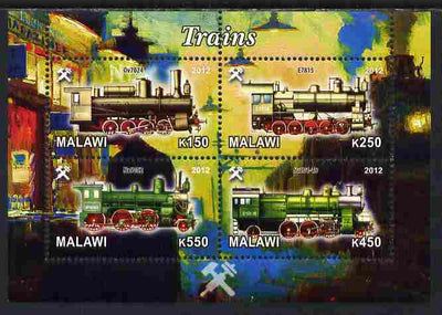 Malawi 2012 Steam Locomotives #05 perf sheetlet containing 4 values unmounted mint