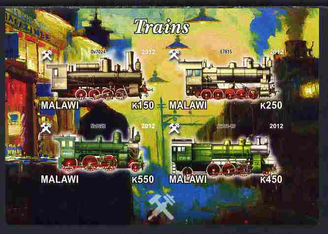 Malawi 2012 Steam Locomotives #05 imperf sheetlet containing 4 values unmounted mint