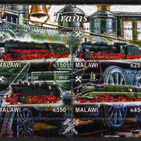 Malawi 2012 Steam Locomotives #06 perf sheetlet containing 4 values cto used