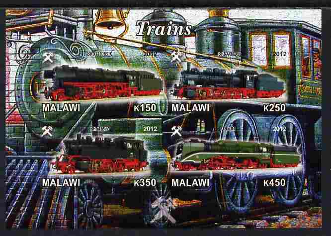 Malawi 2012 Steam Locomotives #06 imperf sheetlet containing 4 values unmounted mint