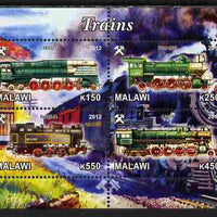 Malawi 2012 Steam Locomotives #07 perf sheetlet containing 4 values unmounted mint