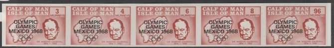 Calf of Man 1968 Olympic Games Mexico overprinted on Churchill imperf set of 5 in brown unmounted mint (Rosen CA123a-27a)