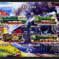 Malawi 2012 Steam Locomotives #07 imperf sheetlet containing 4 values unmounted mint