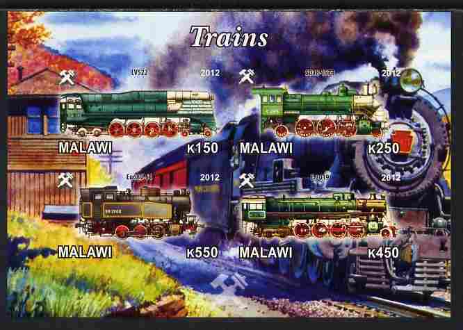 Malawi 2012 Steam Locomotives #07 imperf sheetlet containing 4 values unmounted mint