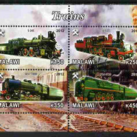 Malawi 2012 Steam Locomotives #08 perf sheetlet containing 4 values unmounted mint