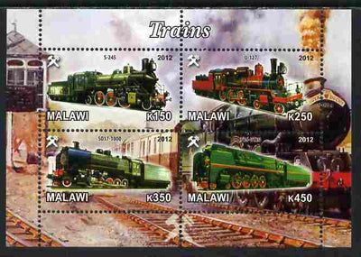 Malawi 2012 Steam Locomotives #08 perf sheetlet containing 4 values unmounted mint