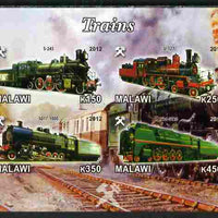 Malawi 2012 Steam Locomotives #08 imperf sheetlet containing 4 values unmounted mint