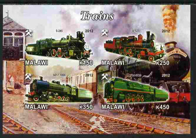Malawi 2012 Steam Locomotives #08 imperf sheetlet containing 4 values unmounted mint