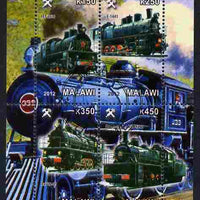 Malawi 2012 Steam Locomotives #09 perf sheetlet containing 4 values cto used