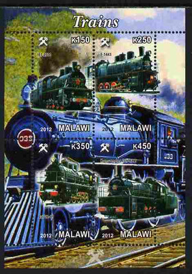 Malawi 2012 Steam Locomotives #09 perf sheetlet containing 4 values unmounted mint