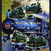 Malawi 2012 Steam Locomotives #09 imperf sheetlet containing 4 values unmounted mint