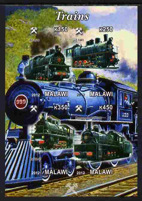 Malawi 2012 Steam Locomotives #09 imperf sheetlet containing 4 values unmounted mint