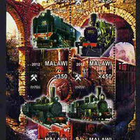 Malawi 2012 Steam Locomotives #10 perf sheetlet containing 4 values unmounted mint