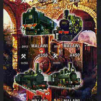 Malawi 2012 Steam Locomotives #10 imperf sheetlet containing 4 values unmounted mint