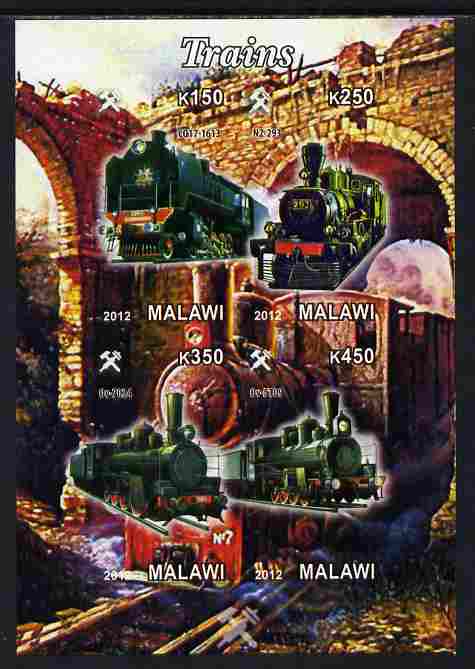 Malawi 2012 Steam Locomotives #10 imperf sheetlet containing 4 values unmounted mint