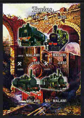 Malawi 2012 Steam Locomotives #10 imperf sheetlet containing 4 values unmounted mint