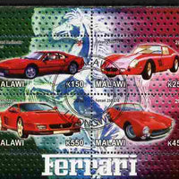 Malawi 2012 Ferrari Cars #02 perf sheetlet containing 4 values cto used