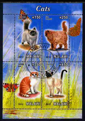 Malawi 2012 Domestic Cats perf sheetlet containing 4 values cto used