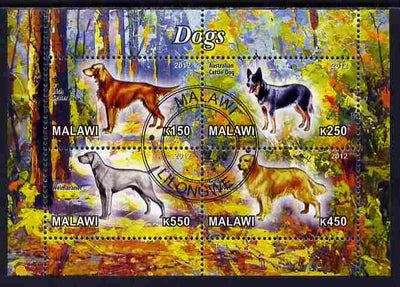 Malawi 2012 Dogs #1 perf sheetlet containing 4 values cto used