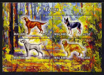 Malawi 2012 Dogs #1 perf sheetlet containing 4 values unmounted mint