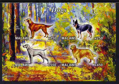 Malawi 2012 Dogs #1 imperf sheetlet containing 4 values unmounted mint