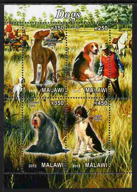 Malawi 2012 Dogs #2 perf sheetlet containing 4 values cto used