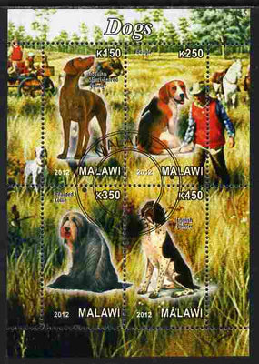 Malawi 2012 Dogs #2 perf sheetlet containing 4 values cto used