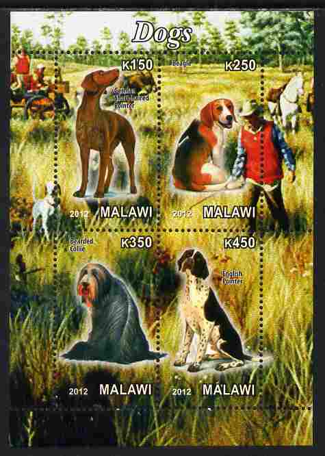 Malawi 2012 Dogs #2 perf sheetlet containing 4 values unmounted mint