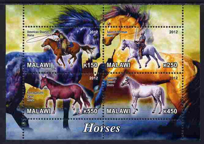 Malawi 2012 Horses #1 perf sheetlet containing 4 values unmounted mint