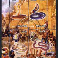 Malawi 2012 Cobra Snakes perf sheetlet containing 4 values cto used