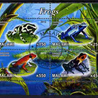 Malawi 2012 Frogs #1 perf sheetlet containing 4 values cto used